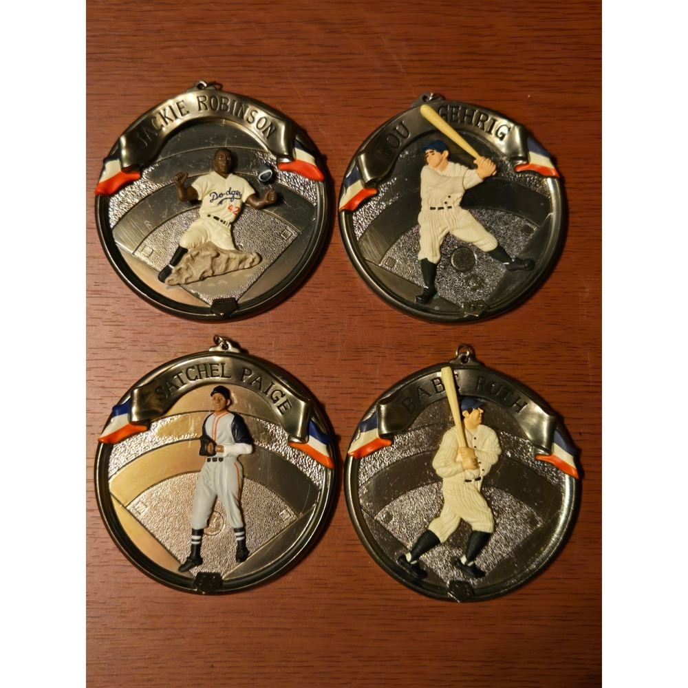 Hallmark Keepsake Baseball Legends Ornaments Robinson Ruth Gehrig Paige Set of 4